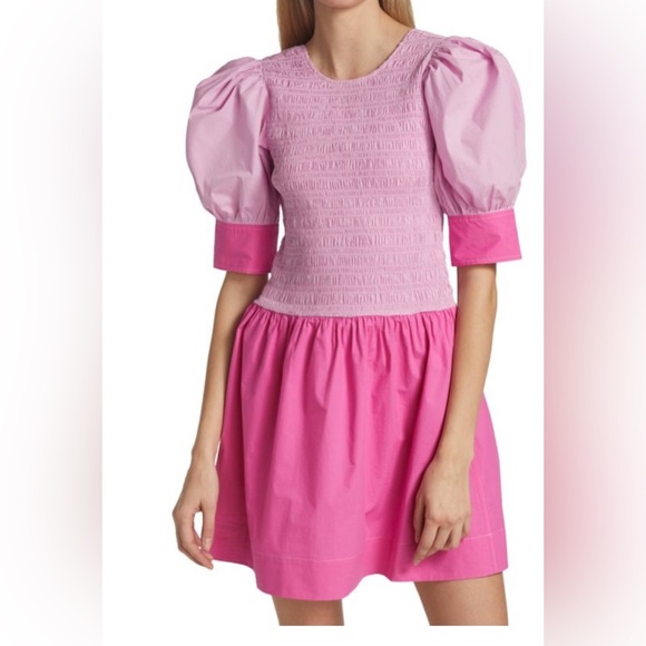 BNWT GANNI Colorblock Cotton Mini Dress β Size 40 (US 8) - Picture 14 of 16